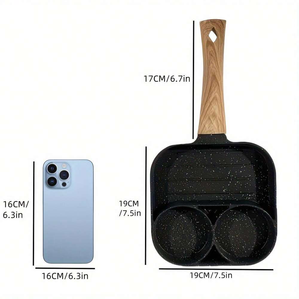 Non Stick Pancake Pan With 3 Cups Egg Frying Pan Breakfast Cookware For Gas Stove Induction Cooker Durable Kitchen Utensils Daily Use