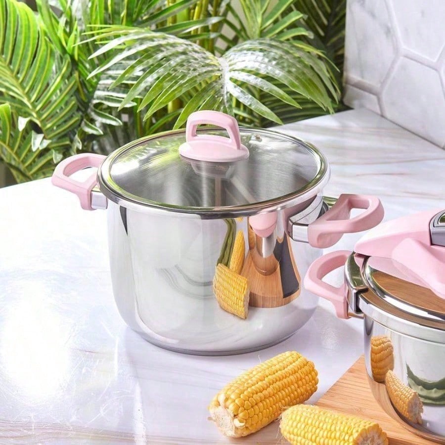 Stainless Steel Pressure Cooker Induction Compatible Heavy Duty Kitchen Cookware Safe Durable Pot For Soup Stew Rice Daily Cooking Use