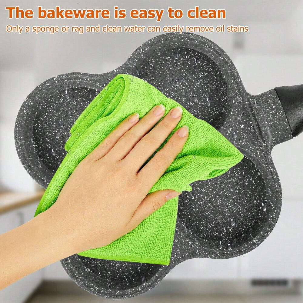 Egg Frying Pan Non Stick Pancake Maker With 4 Holes Breakfast Crepe Pan With Handle For Kitchen Cooking Utensils Induction Gas Stove