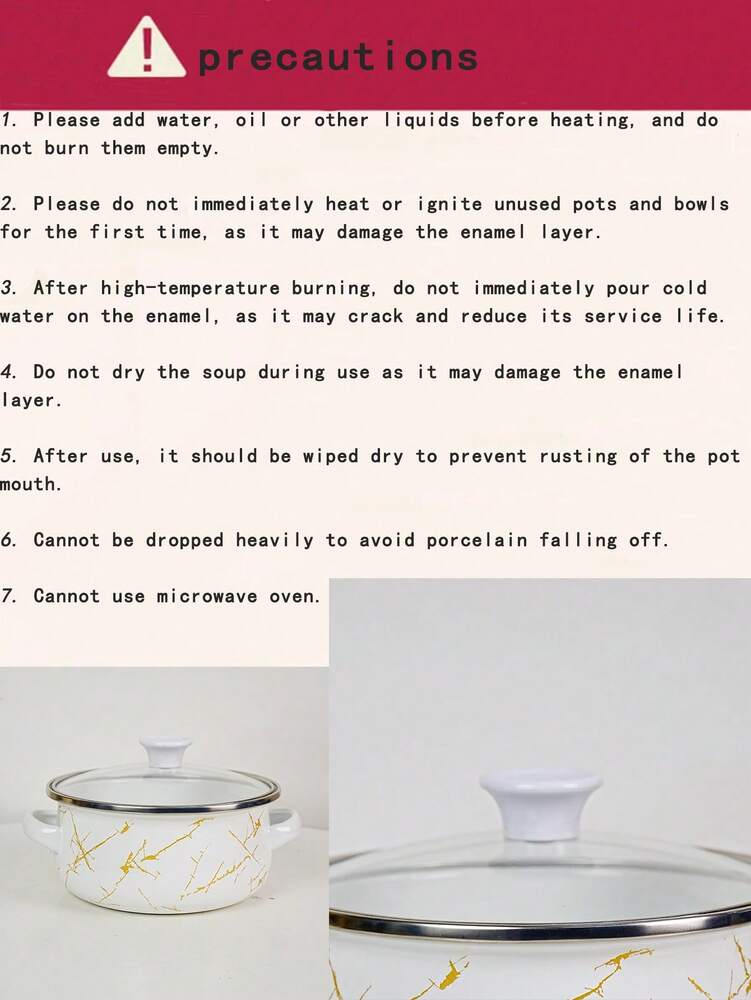 Marble Texture Enamel Soup Pot With Silver Edge Stew Pot Thick Base Energy Saving Safe Acid Alkali Resistant Cookware For Gas Induction