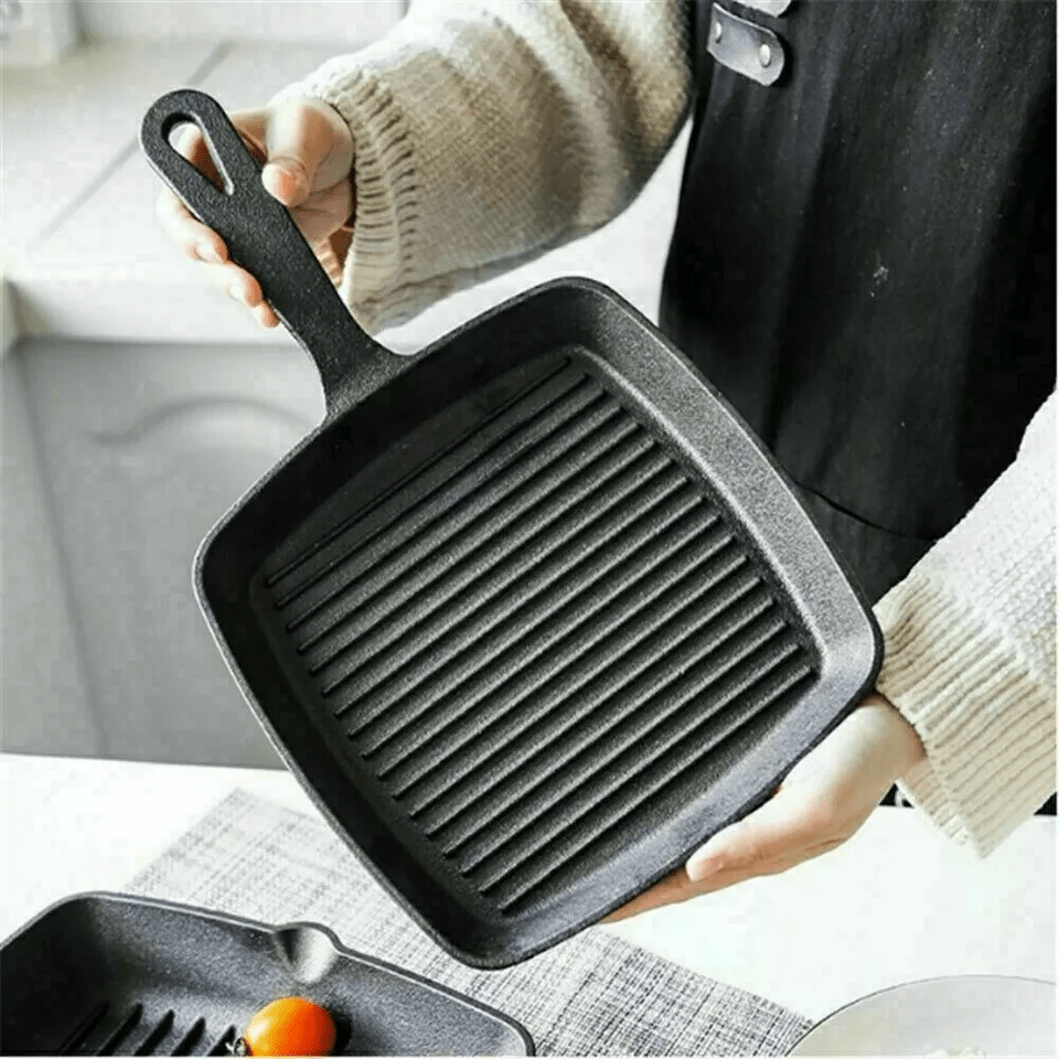 Non Stick Flat Bottom Frying Pan Cast Iron Pancake Pan For Steaks Eggs Induction And Gas Stove Smokeless Cookware Kitchen Restaurant