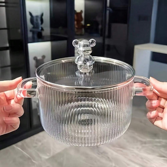 Glass Cooking Pot Heat Resistant Transparent Saucepan With Lid Pasta Noodle Milk Soup Baby Food Household Kitchen Cookware Daily Use