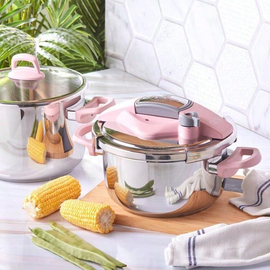 Stainless Steel Pressure Cooker Induction Compatible Heavy Duty Kitchen Cookware Safe Durable Pot For Soup Stew Rice Daily Cooking Use
