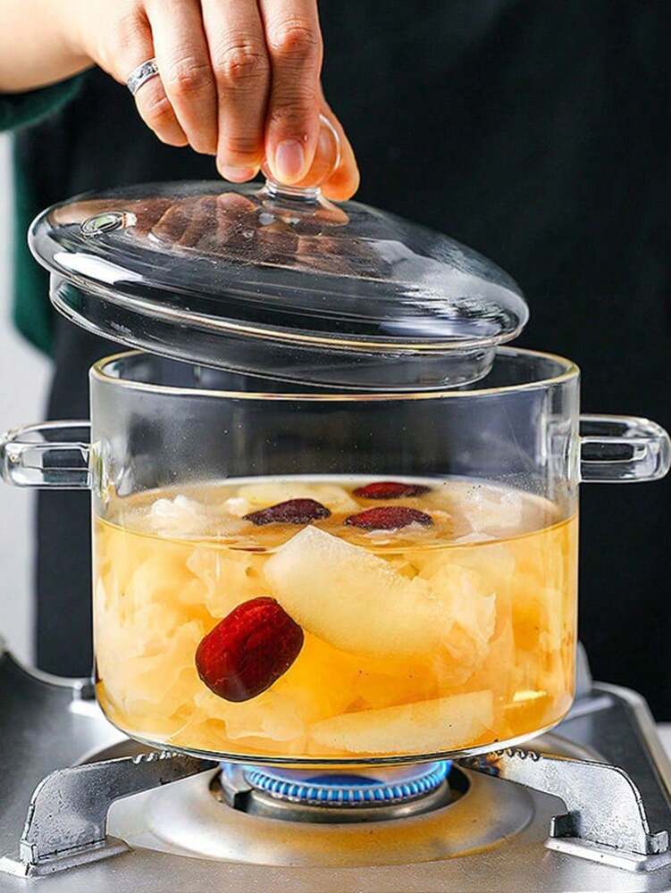 High Borosilicate Glass Casserole Pot Transparent Heat Resistant Soup Pan For Gas Stove Mini Household Pot Kitchen Cookware Tableware
