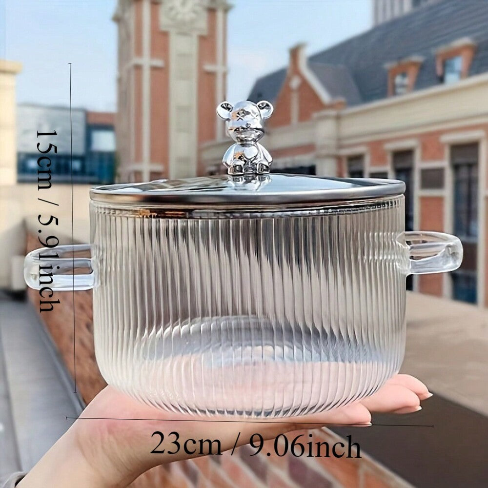 Glass Cooking Pot Heat Resistant Transparent Saucepan With Lid Pasta Noodle Milk Soup Baby Food Household Kitchen Cookware Daily Use