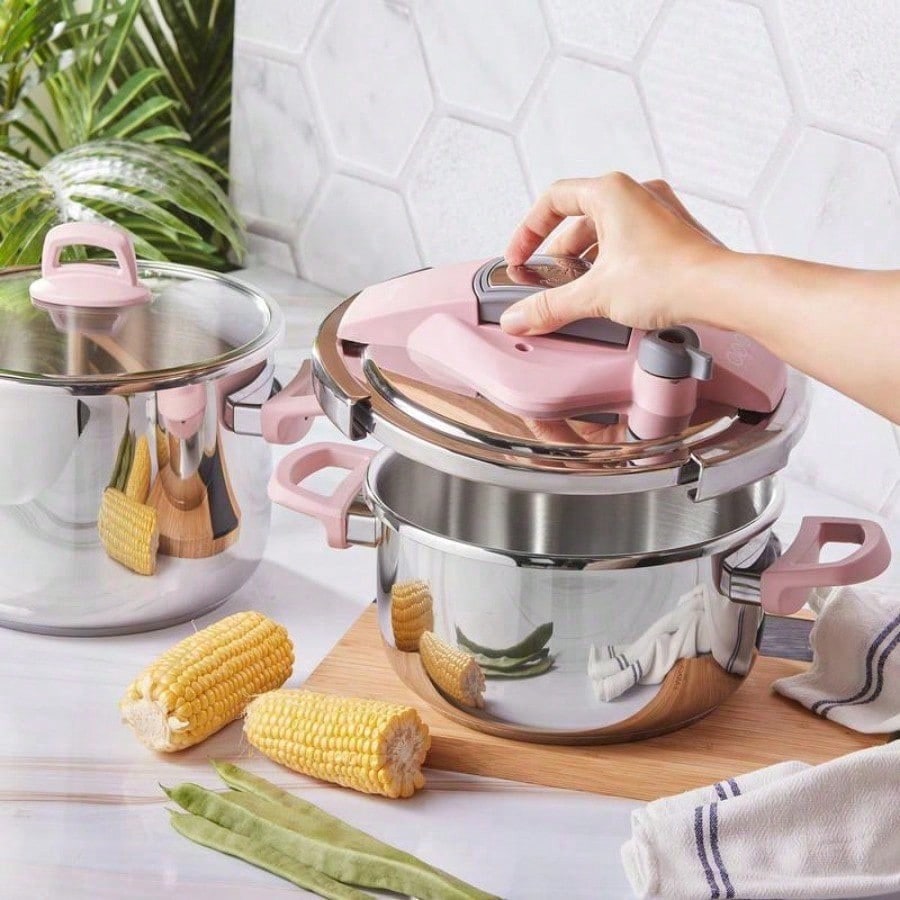 Stainless Steel Pressure Cooker Induction Compatible Heavy Duty Kitchen Cookware Safe Durable Pot For Soup Stew Rice Daily Cooking Use