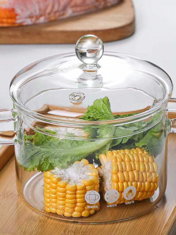 High Borosilicate Glass Casserole Pot Transparent Heat Resistant Soup Pan For Gas Stove Mini Household Pot Kitchen Cookware Tableware