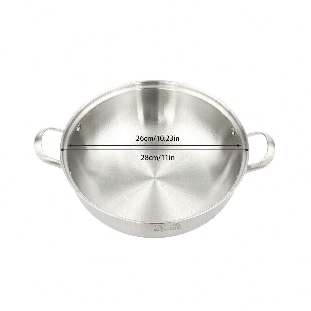 26cm Stainless Steel Cooking Pot Non Stick Induction Hot Pot Heavy Duty Soup Stew Pan With Lid Durable Kitchen Cookware For Daily Use