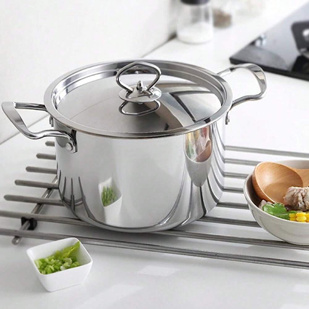 5pcs Stainless Steel Pots With Glass Lid Professional Induction Safe Soup Hot Pot Double Ear Non Stick Heavy Duty Kitchen Cookware Set