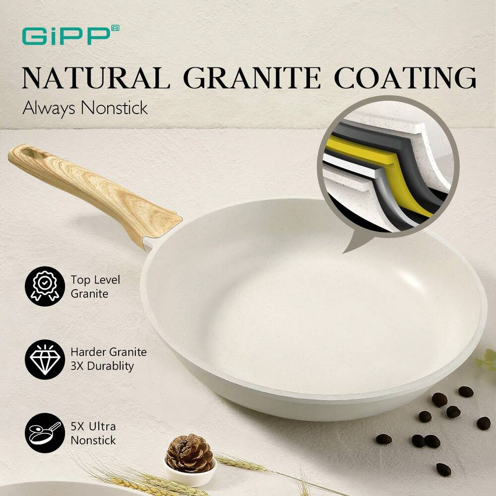 10pcs Non Stick Granite Cookware Set Induction Safe Pots And Pans With Frying Pans Saucepans All Stove Compatible Kitchen Cooking Set