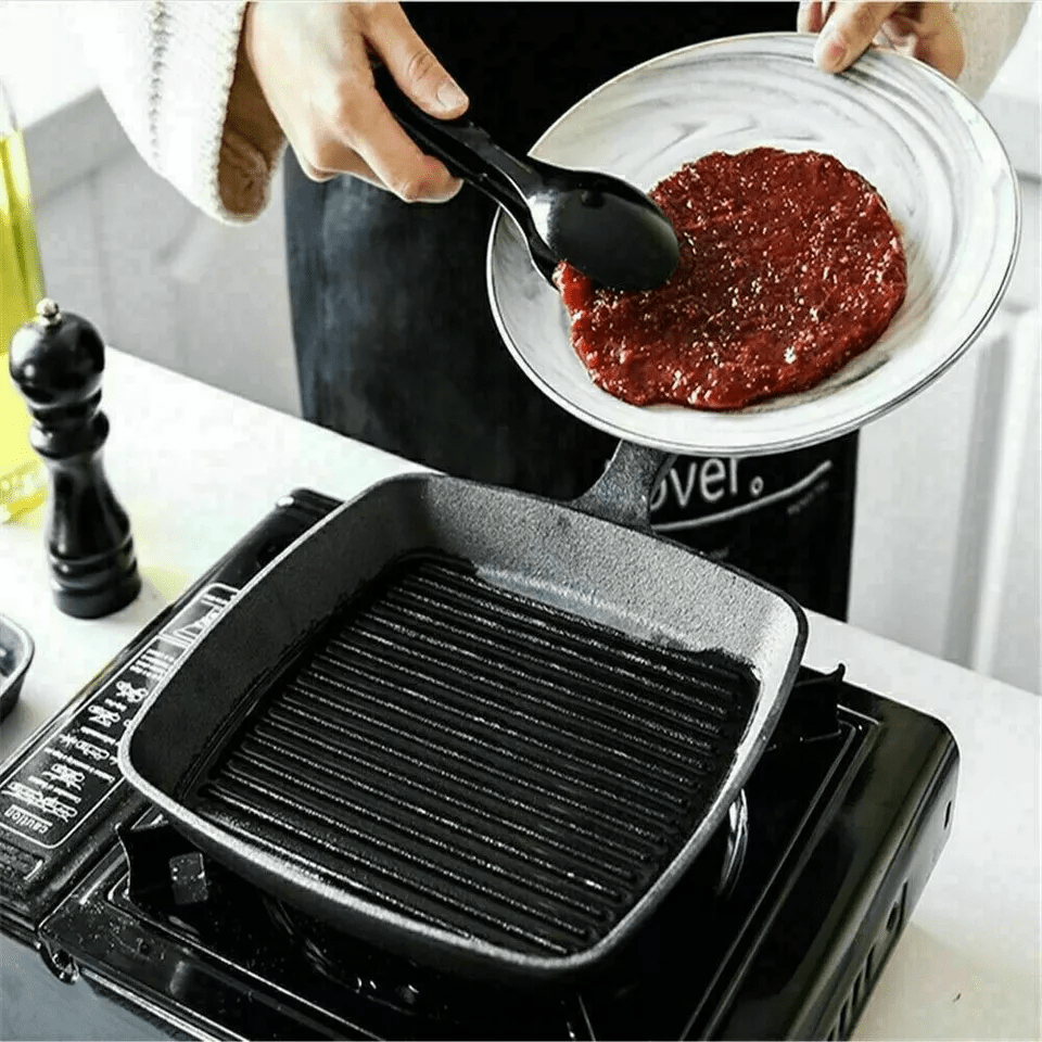 Non Stick Flat Bottom Frying Pan Cast Iron Pancake Pan For Steaks Eggs Induction And Gas Stove Smokeless Cookware Kitchen Restaurant
