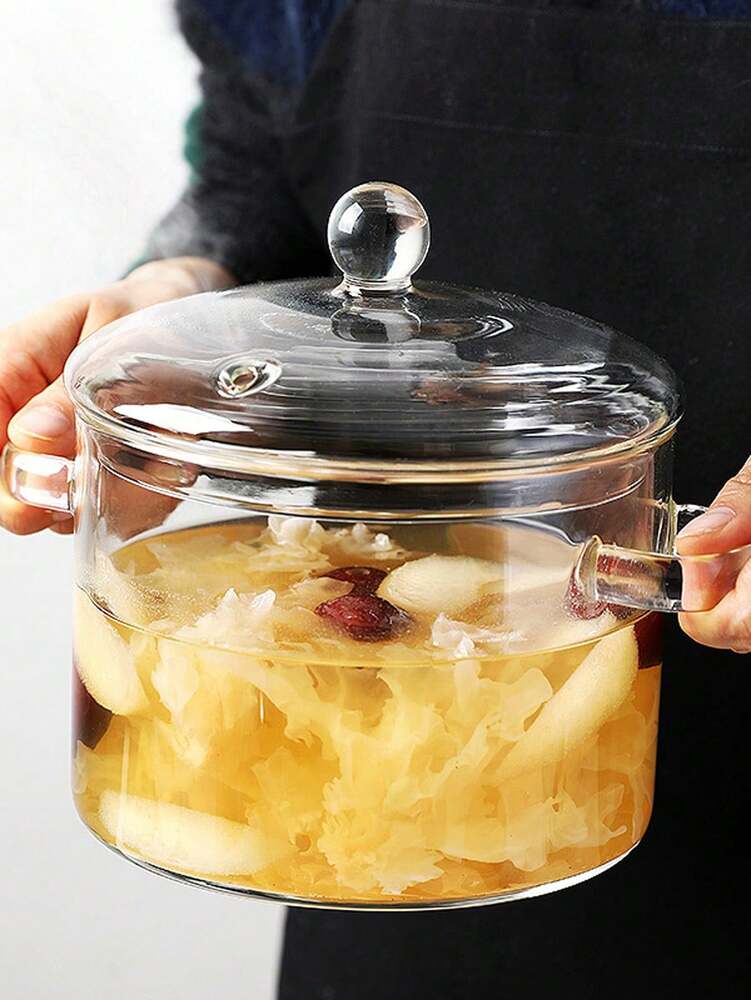 High Borosilicate Glass Casserole Pot Transparent Heat Resistant Soup Pan For Gas Stove Mini Household Pot Kitchen Cookware Tableware
