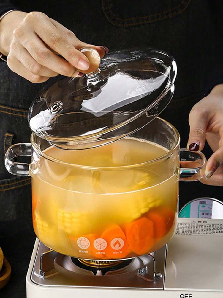 High Borosilicate Glass Casserole Pot Transparent Heat Resistant Soup Pan For Gas Stove Mini Household Pot Kitchen Cookware Tableware