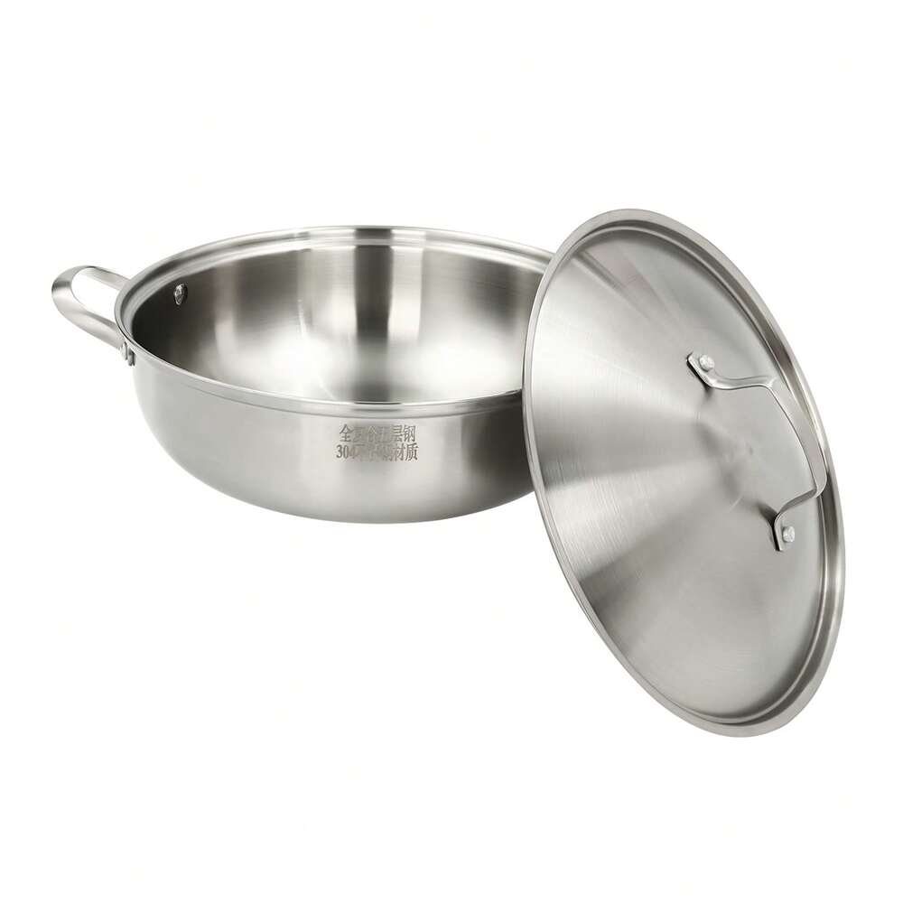 26cm Stainless Steel Cooking Pot Non Stick Induction Hot Pot Heavy Duty Soup Stew Pan With Lid Durable Kitchen Cookware For Daily Use