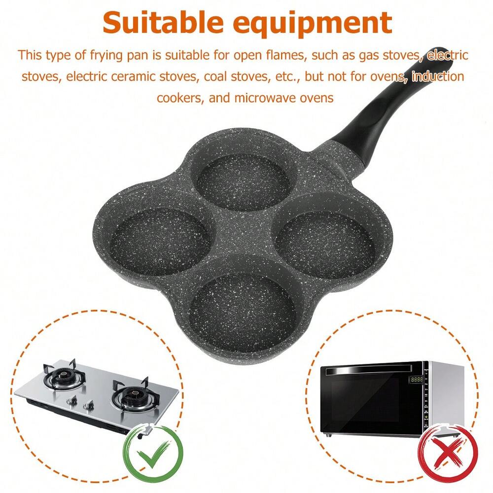 Egg Frying Pan Non Stick Pancake Maker With 4 Holes Breakfast Crepe Pan With Handle For Kitchen Cooking Utensils Induction Gas Stove