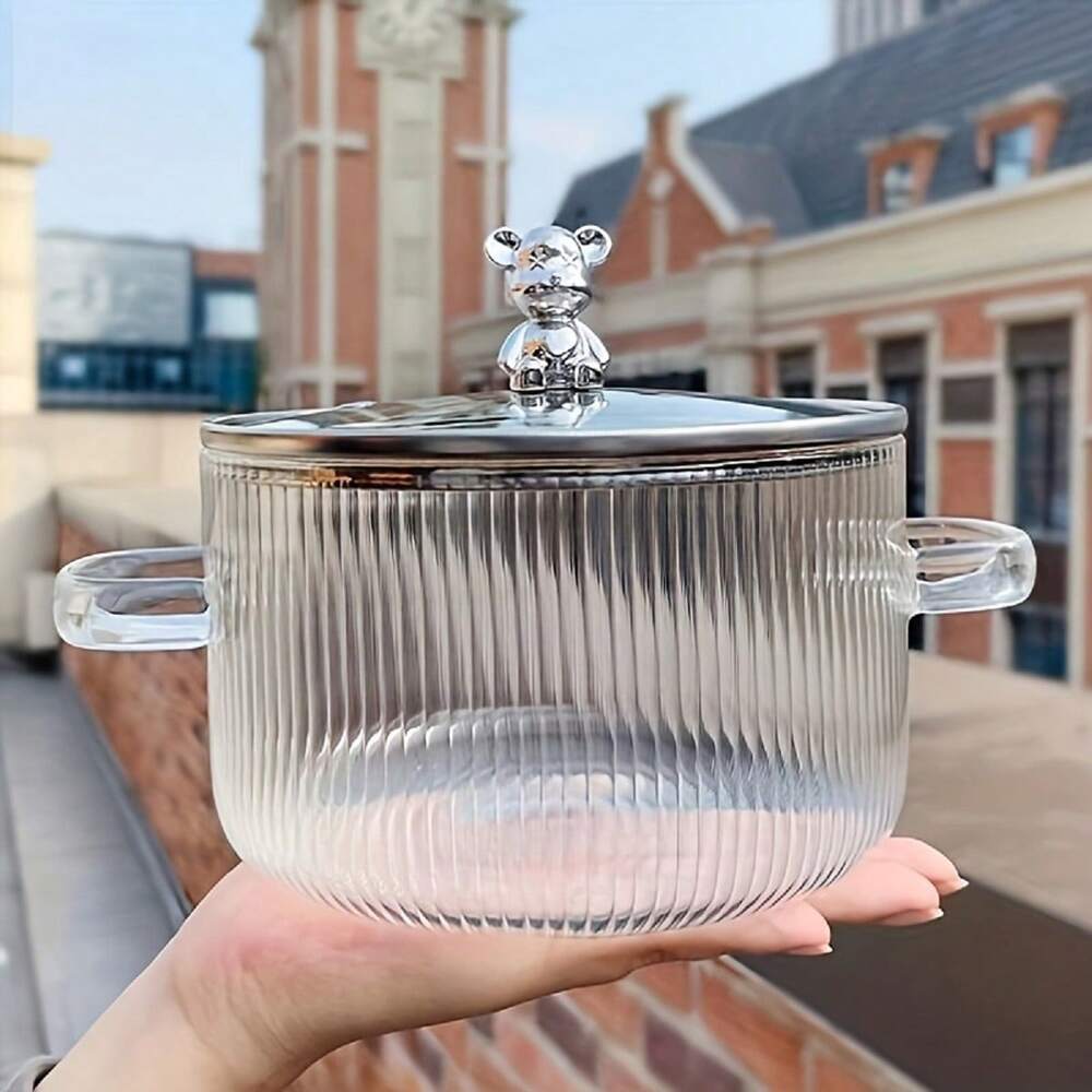 Glass Cooking Pot Heat Resistant Transparent Saucepan With Lid Pasta Noodle Milk Soup Baby Food Household Kitchen Cookware Daily Use