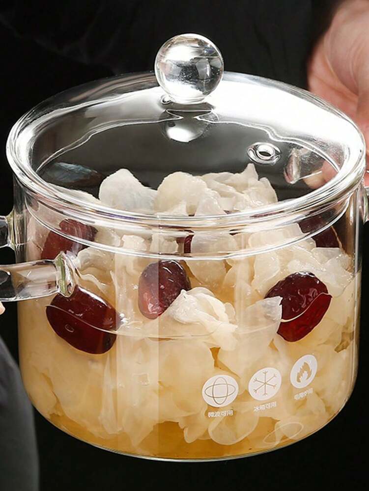 High Borosilicate Glass Casserole Pot Transparent Heat Resistant Soup Pan For Gas Stove Mini Household Pot Kitchen Cookware Tableware