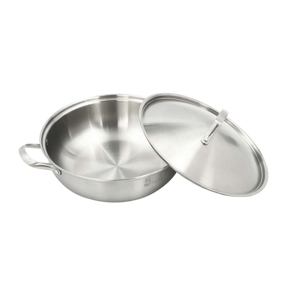 26cm Stainless Steel Cooking Pot Non Stick Induction Hot Pot Heavy Duty Soup Stew Pan With Lid Durable Kitchen Cookware For Daily Use