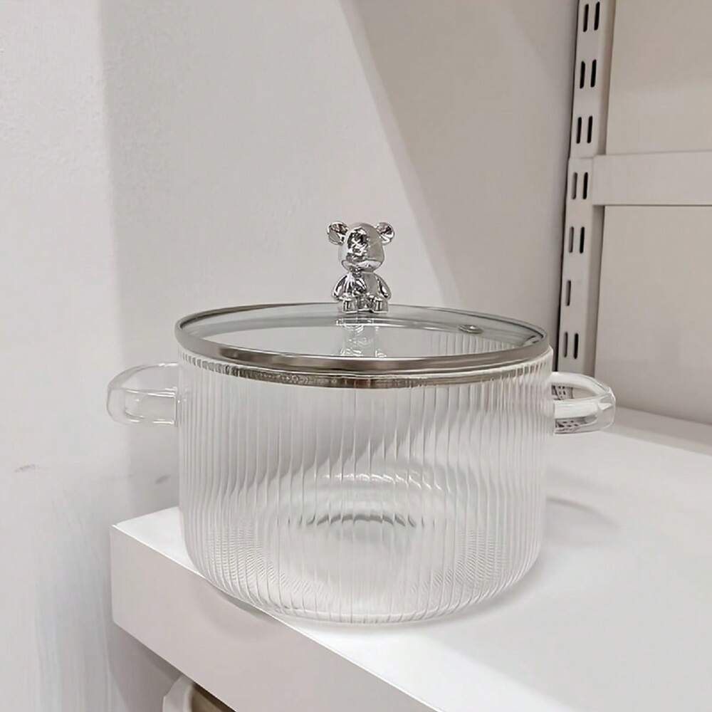 Glass Cooking Pot Heat Resistant Transparent Saucepan With Lid Pasta Noodle Milk Soup Baby Food Household Kitchen Cookware Daily Use