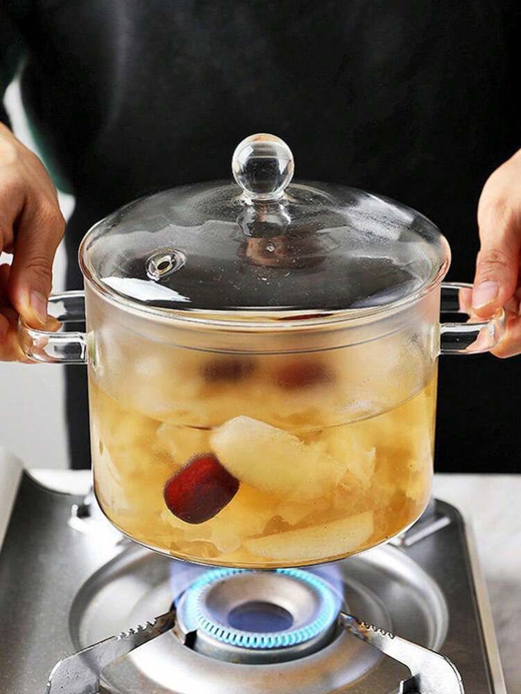 High Borosilicate Glass Casserole Pot Transparent Heat Resistant Soup Pan For Gas Stove Mini Household Pot Kitchen Cookware Tableware