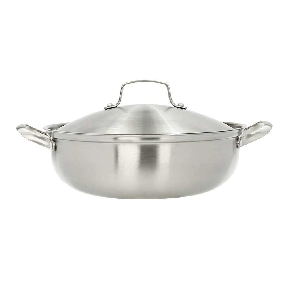 26cm Stainless Steel Cooking Pot Non Stick Induction Hot Pot Heavy Duty Soup Stew Pan With Lid Durable Kitchen Cookware For Daily Use