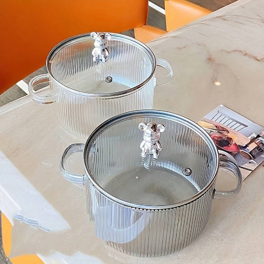 Glass Cooking Pot Heat Resistant Transparent Saucepan With Lid Pasta Noodle Milk Soup Baby Food Household Kitchen Cookware Daily Use