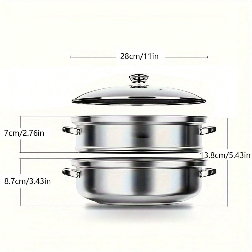 3 Tier Stainless Steel Steamer Pot Set With Lids Multifunction Stockpot Super Thick Steaming Cookware For Vegetables Kitchen Restaurant